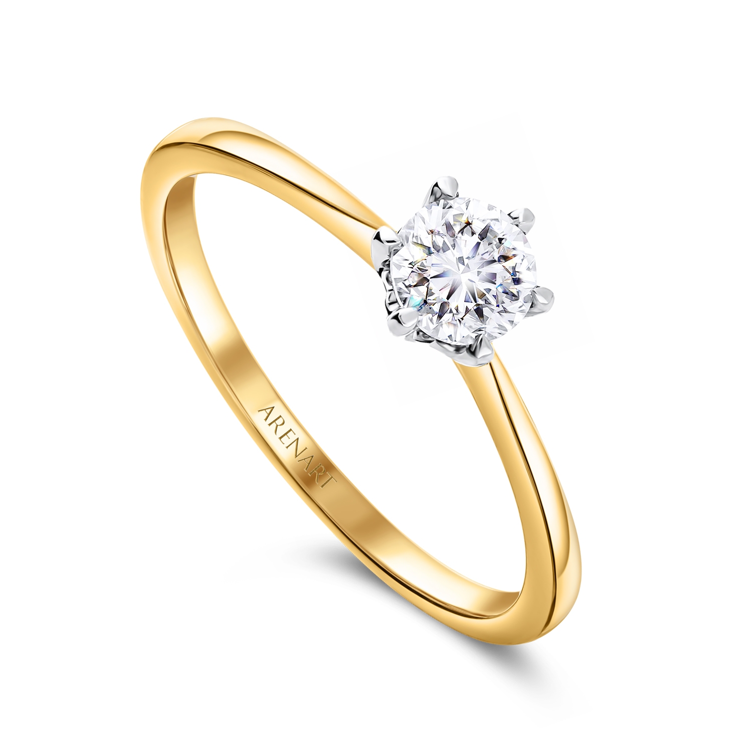 Pierścionek złoty z diamentem 0,45ct, złoto dwukolorowe