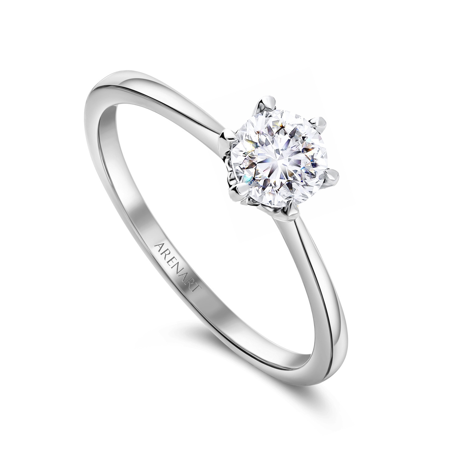 Pierścionek zaręczynowy z diamentem 0,8ct, F/VS1, złoto białe w próbie 750, certyfikat GIA