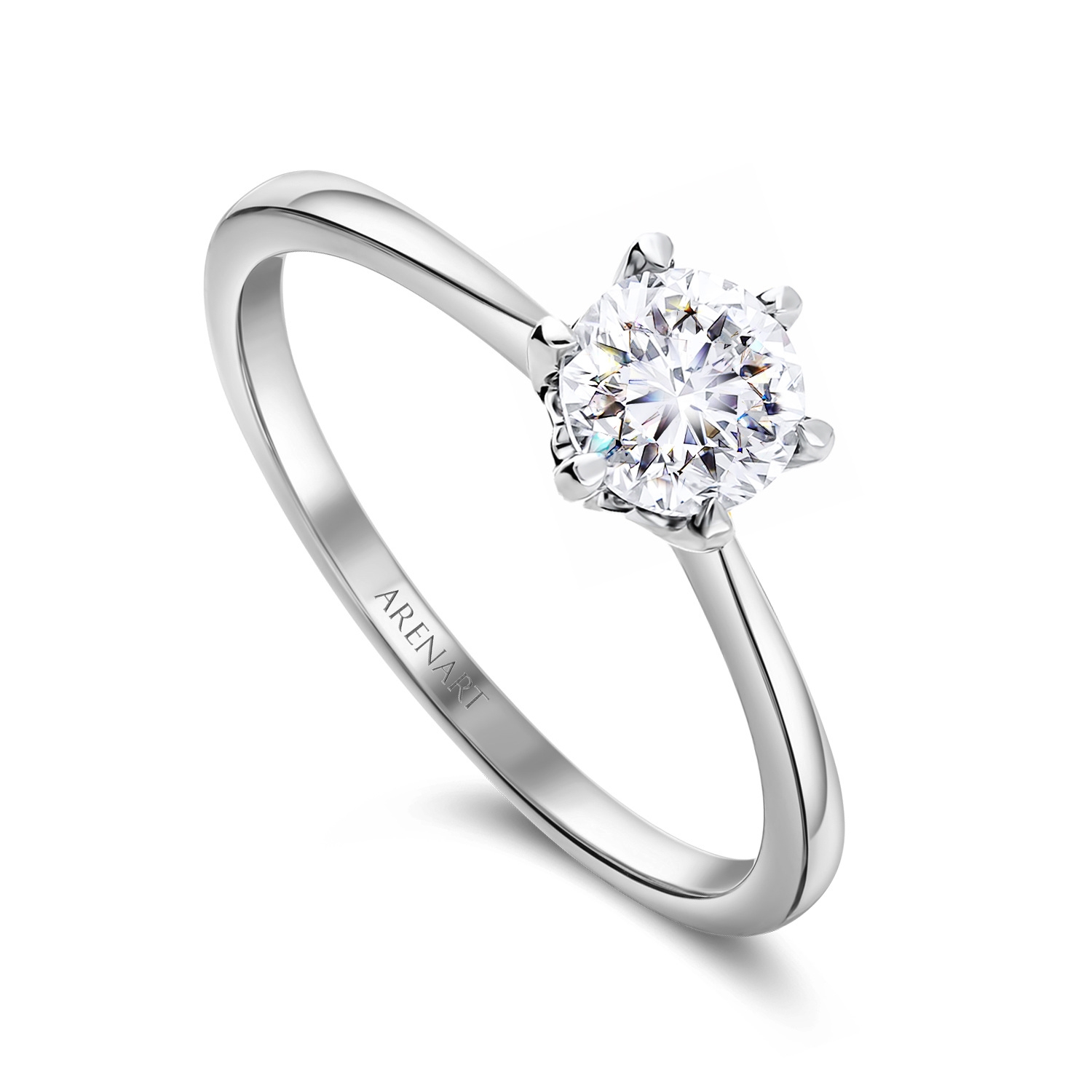 Złoty pierścionek zaręczynowy z diamentem 1ct, H/SI2, białe złoto, certyfikat GIA