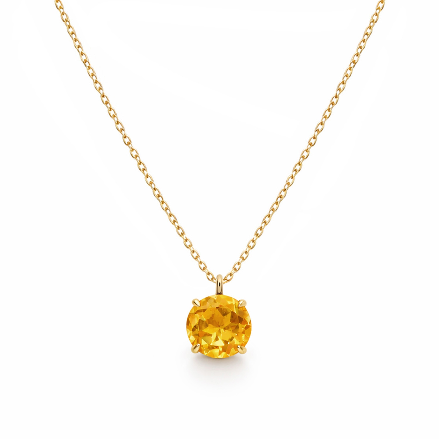 Złoty naszyjnik z cytrynem, żółte złoto