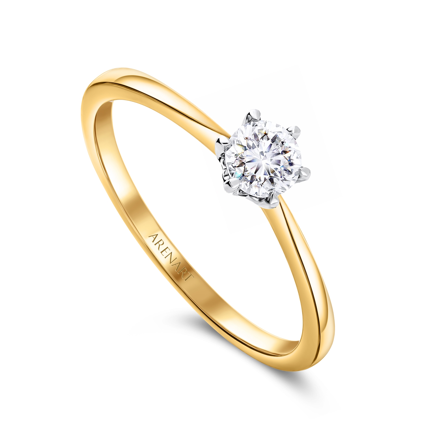 Pierścionek złoty z diamentem 0,25ct, złoto dwukolorowe