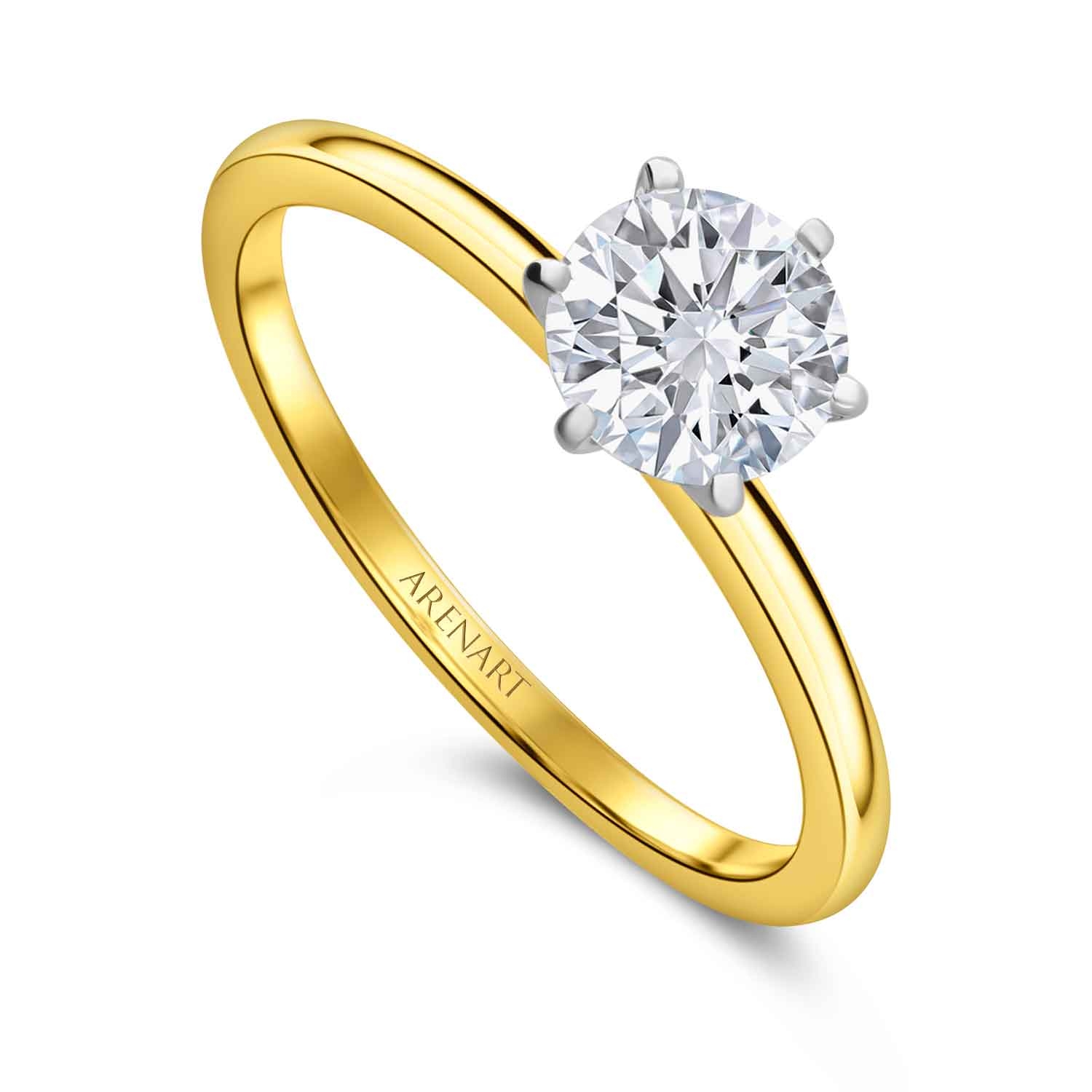 Pierścionek z diamentem laboratoryjnym 1ct, certyfikat IGI, dwukolorowe złoto