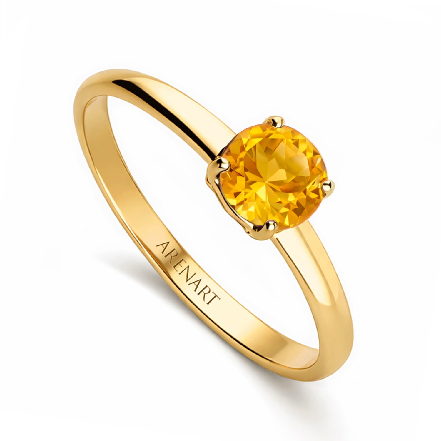 Złoty pierścionek z cytrynem, złoto próby 585