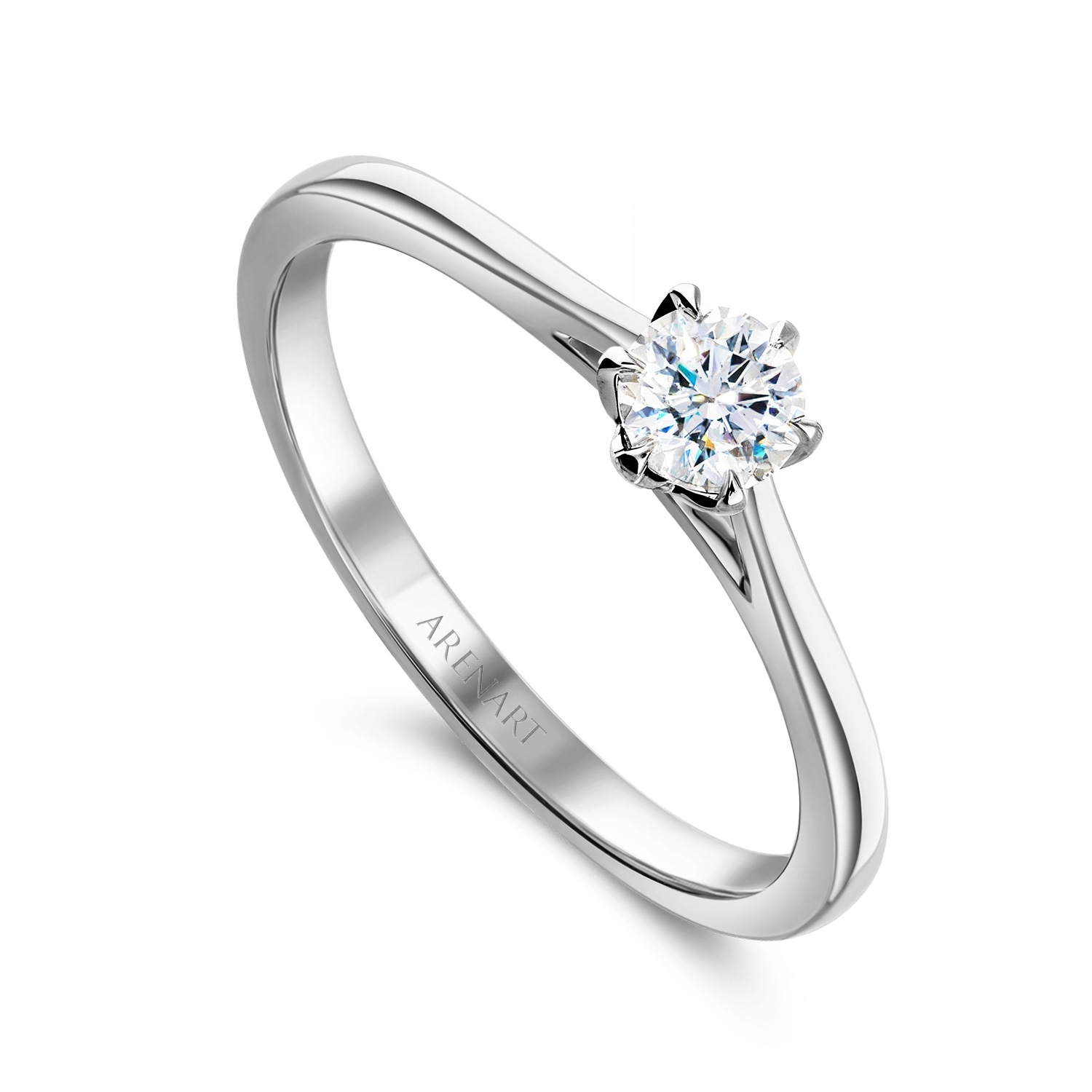 Pierścionek złoty z diamentem 0,15ct, białe złoto