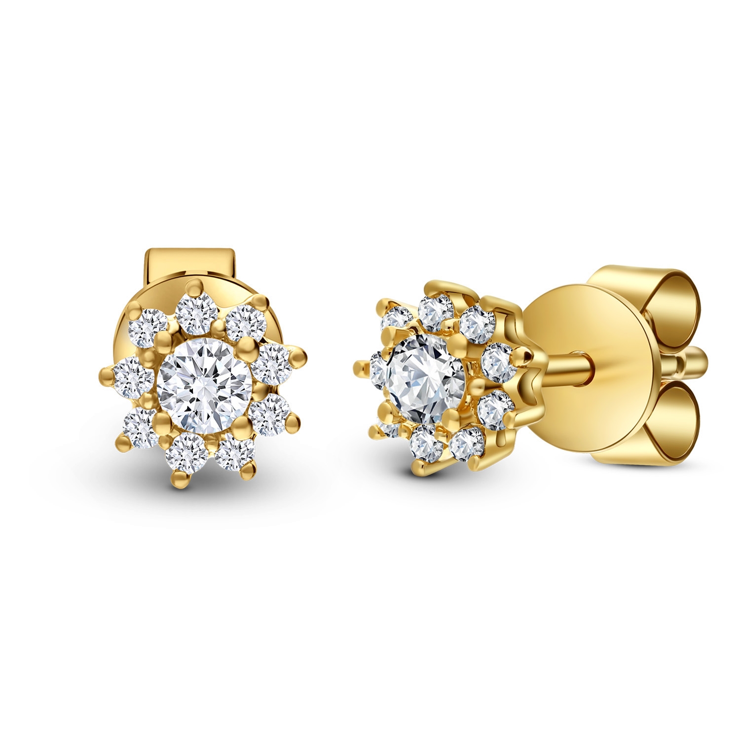 Kolczyki z diamentami 0,25ct, żółte złoto