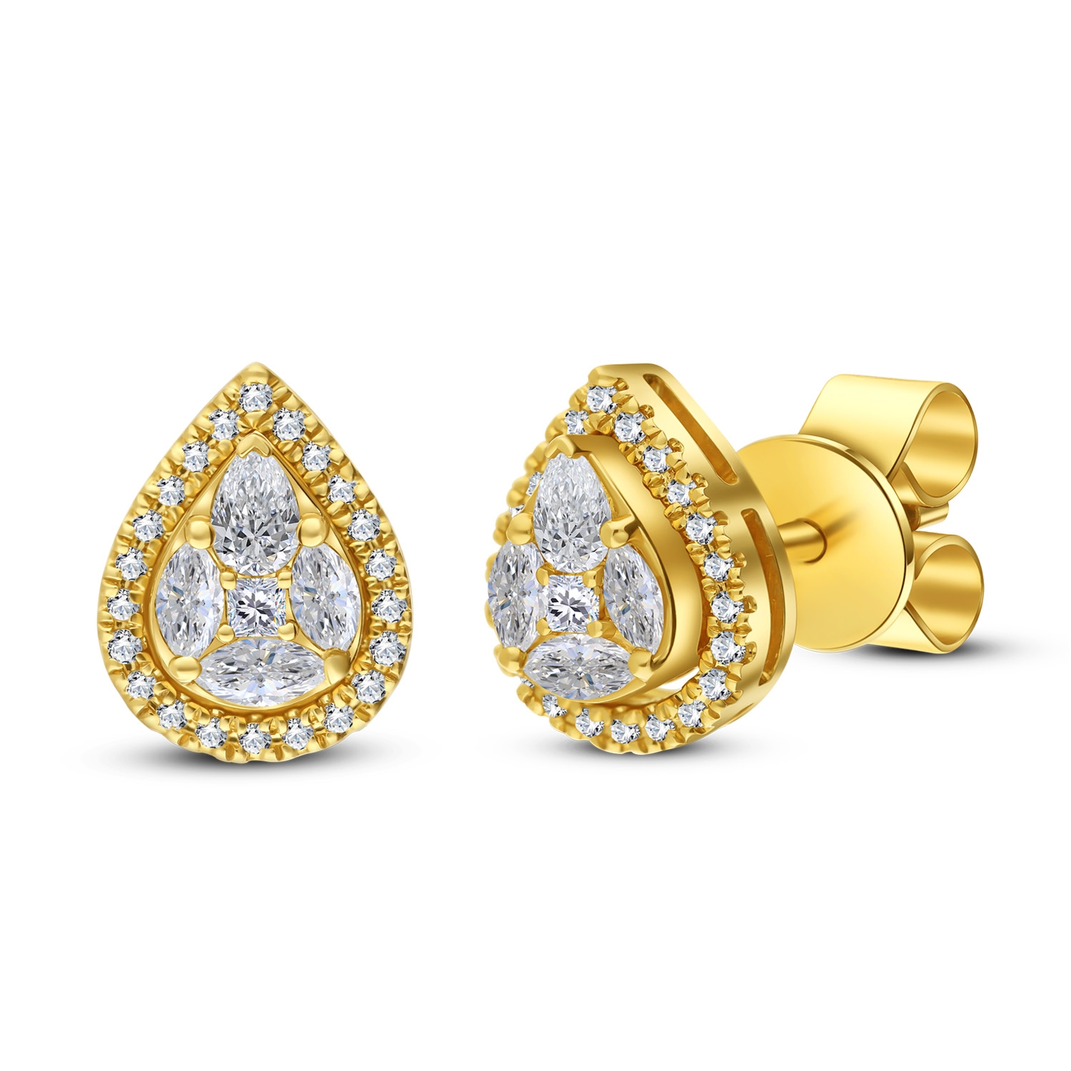 Kolczyki na sztyft z diamentami 0,42ct, żółte złoto