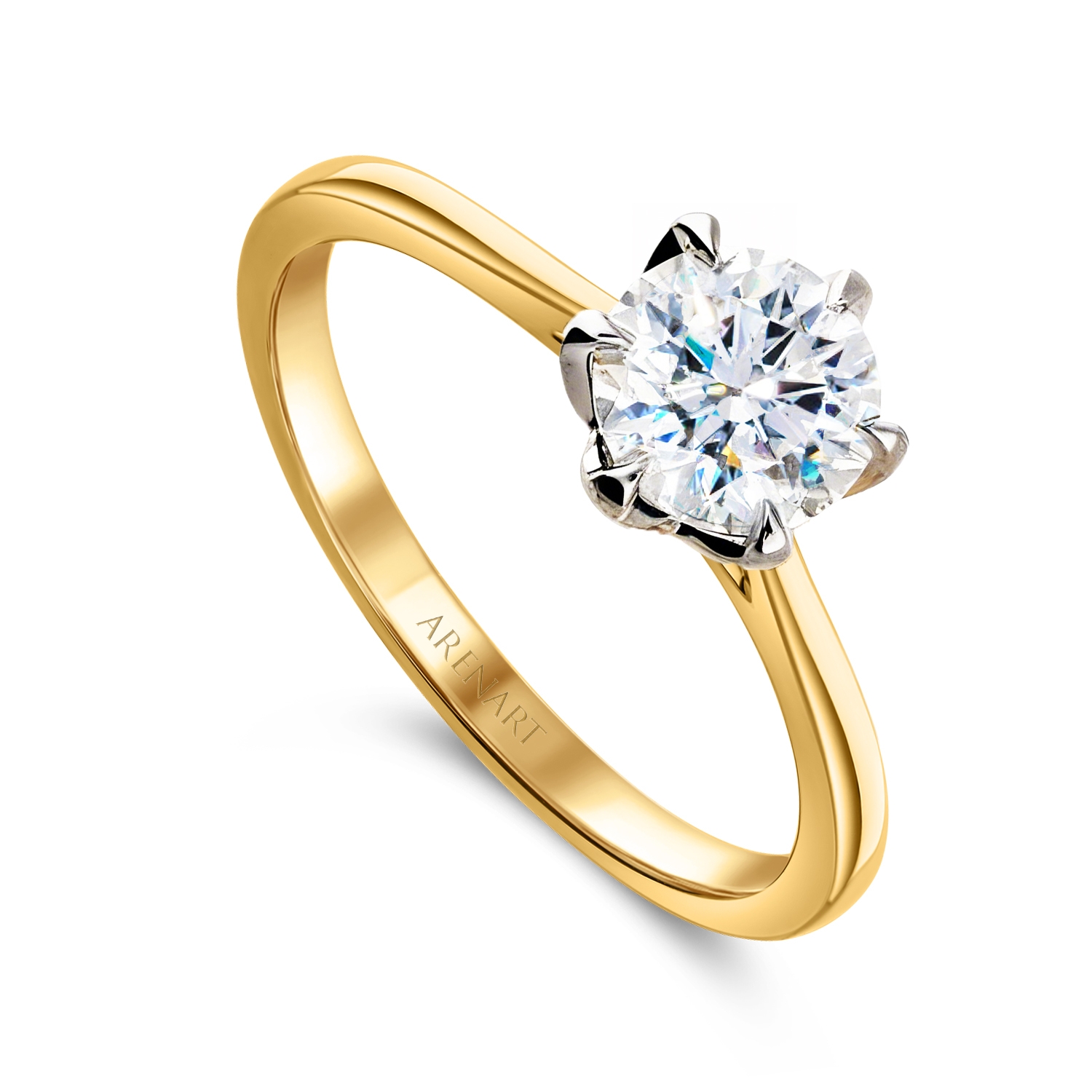 Złoty pierścionek zaręczynowy z diamentem 1ct, H/SI1, dwukolorowe złoto, certyfikat GIA