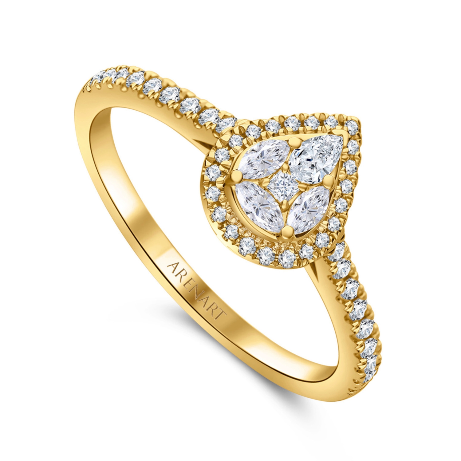 Pierścionek z diamentami 0,36ct, żółte złoto