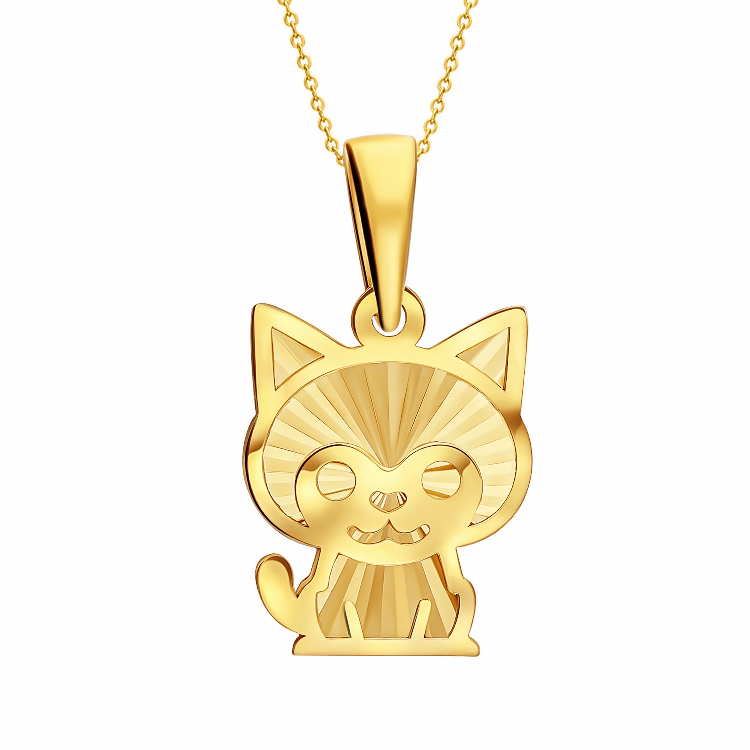 Zawieszka złoty diamentowy kot, żółte złoto