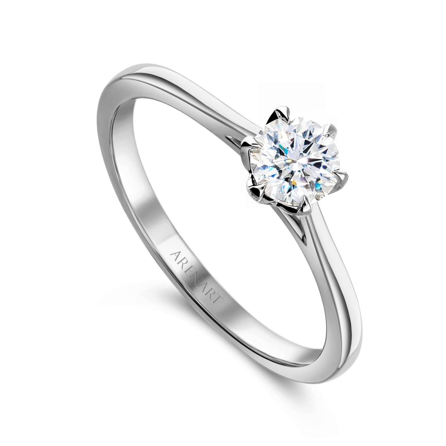 Złoty pierścionek z diamentem 0,40ct, białe złoto