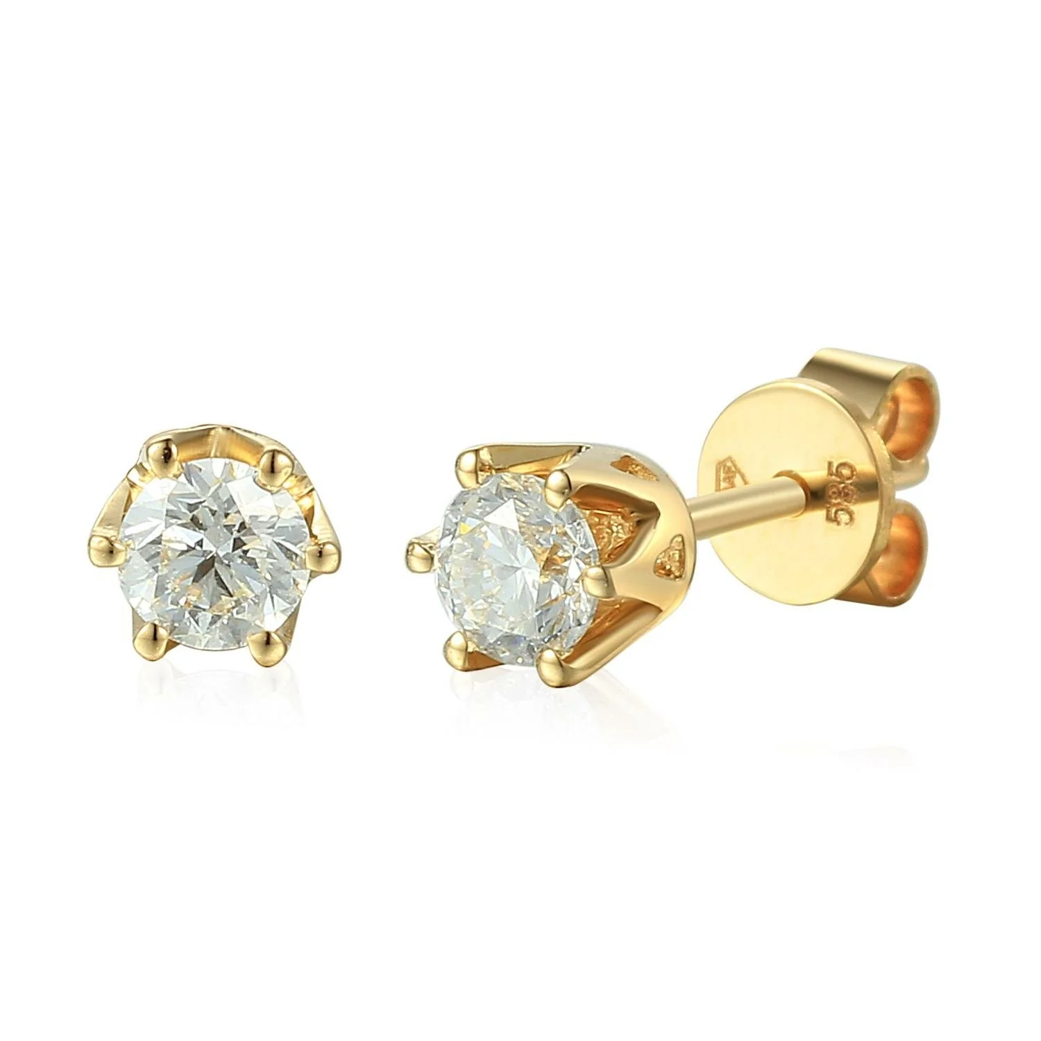 Kolczyki z diamentami 0,39ct, żółte złoto