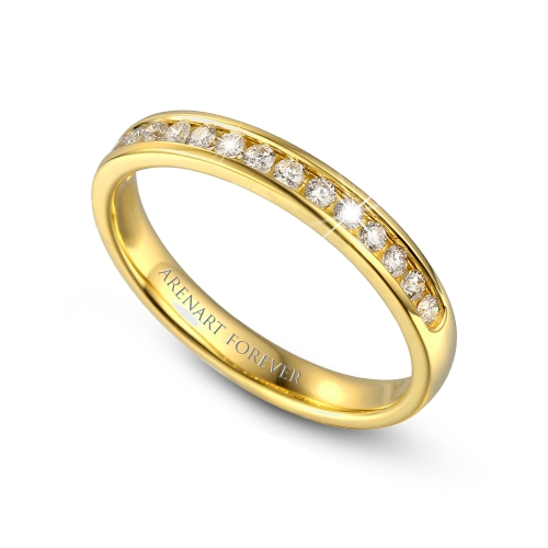 Obrączki ślubne, żółte złoto, diamenty, 3 mm
