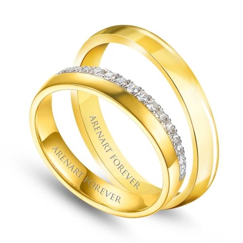Obrączki ślubne, żółte złoto, diamenty, 3,6 mm