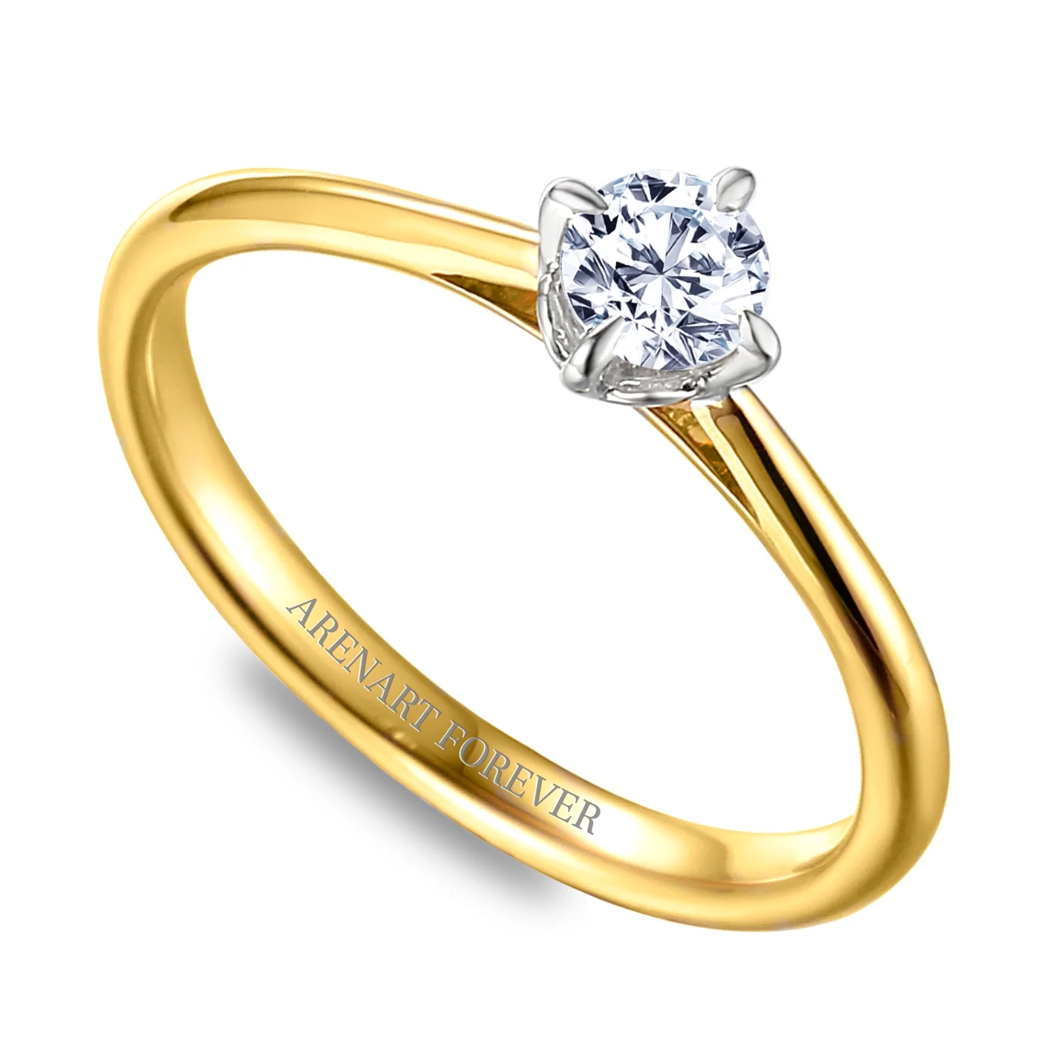 Pierścionek z diamentem 0,30ct, dwukolorowe złoto