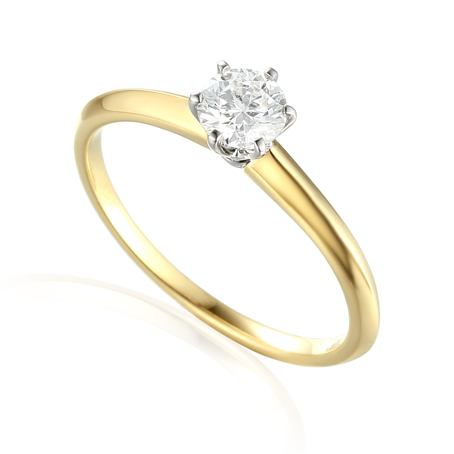 Pierścionek z diamentem 0,24ct, żółte złoto