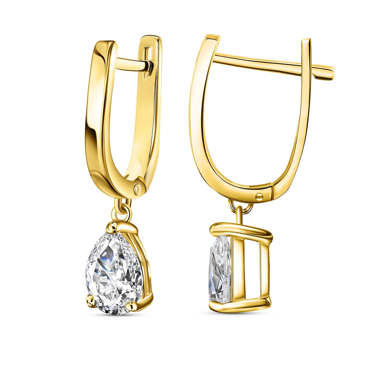Kolczyki z diamentami, wiszące krople, żółte złoto 585 Kolczyki z diamentami, wiszące krople, żółte złoto 585
