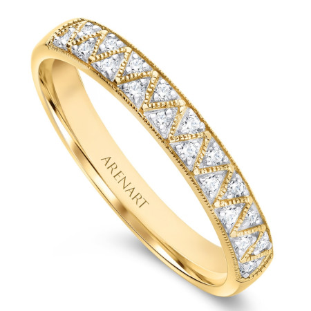 Obrączka damska z diamentowym wzorem, żółte złoto, 3,1 mm