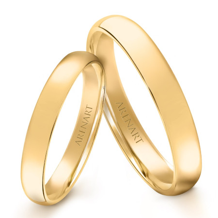 Obrączki ślubne, żółte złoto, półokrągłe, 3,5 mm