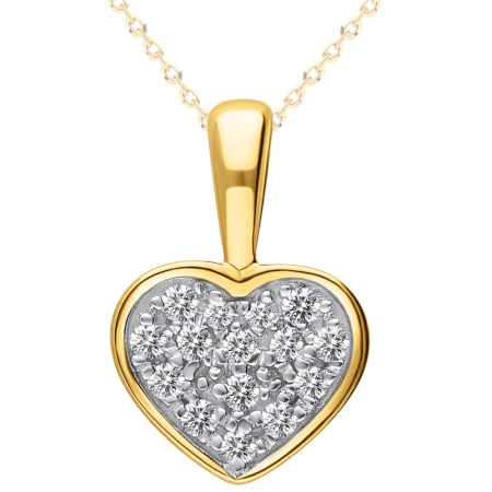 Zawieszka serce z diamentami 0,05ct, żółte złoto