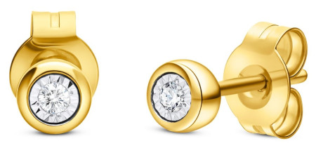 Kolczyki z diamentami 0,04ct, żółte złoto