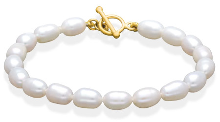 Bransoleta perłowa, żółte złoto