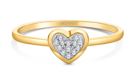 Pierścionek serce z diamentami